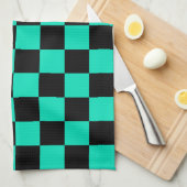 Green Black Checkered Karo Pattern Geschirrtuch (Viertel Falte)