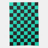 Green Black Checkered Karo Pattern Geschirrtuch (Vertikal)
