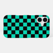 Green Black Checkered Karo Pattern iPhone 16 Hülle (Rückseite (Horizontal))