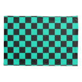 Green Black Checkered Karo Pattern Kissenbezug (Rückseite)