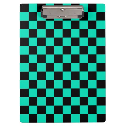 Green Black Checkered Karo Pattern Klemmbrett (Vorderseite)