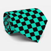 Green Black Checkered Karo Pattern Krawatte (Gerollt)