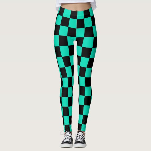 Green Black Checkered Karo Pattern Leggings (Vorderseite)