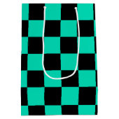 Green Black Checkered Karo Pattern Mittlere Geschenktüte (Rückseite)