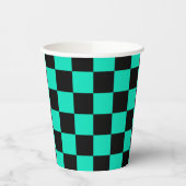 Green Black Checkered Karo Pattern Pappbecher (Links)
