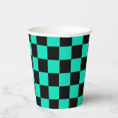 Green Black Checkered Karo Pattern Pappbecher (Rechts)