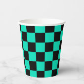 Green Black Checkered Karo Pattern Pappbecher (Vorderseite)