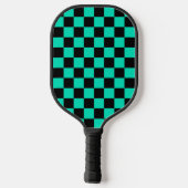 Green Black Checkered Karo Pattern Pickleball Schläger (Rückseite)