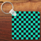 Green Black Checkered Karo Pattern Schlüsselanhänger (Vorderseite)