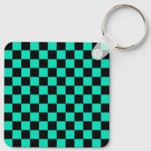 Green Black Checkered Karo Pattern Schlüsselanhänger (Rückseite)