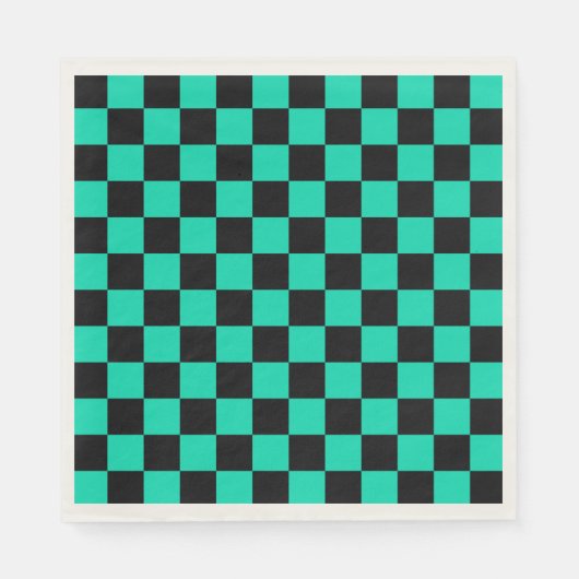 Green Black Checkered Karo Pattern Serviette (Vorderseite)