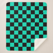 Green Black Checkered Karo Pattern Sherpadecke (Vorderseite)