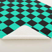 Green Black Checkered Karo Pattern Sherpadecke (3/4)