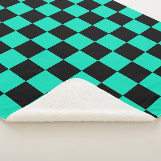 Green Black Checkered Karo Pattern Sherpadecke (3/4)