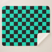 Green Black Checkered Karo Pattern Sherpadecke (Vorderseite (Horizontal))
