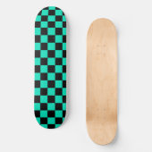 Green Black Checkered Karo Pattern Skateboard (Vorderseite)