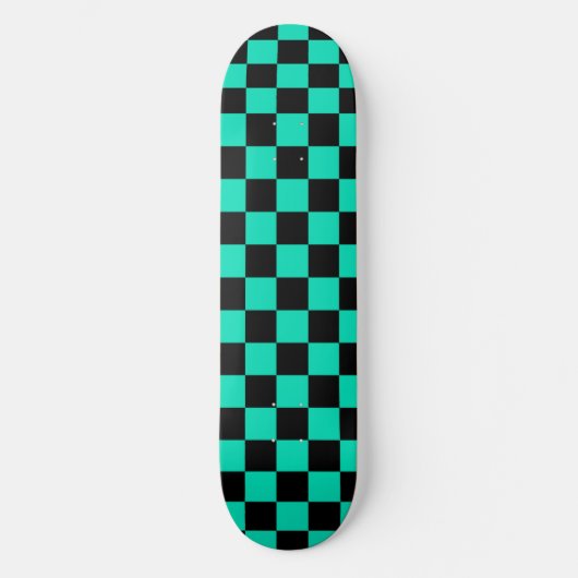 Green Black Checkered Karo Pattern Skateboard (Vorderseite)