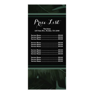 Green & Black Chic Tropische Blätter Preisliste Me Werbekarte