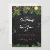 Green Black Christmas Party Einladung (Vorderseite)