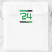 Green & Black Class von '24 Abschluss Quadratischer Aufkleber (Tasche)