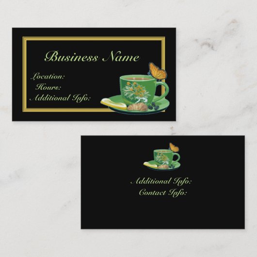 Green & Black Coffee Cup Visitenkarte (Vorne/Hinten)