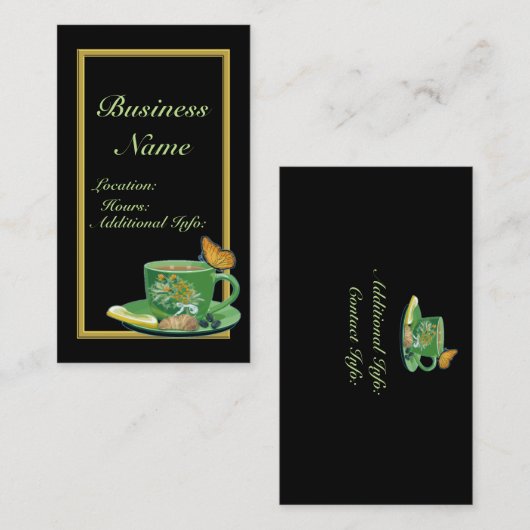 Green & Black Coffee Cup Visitenkarte 2 (Vorne/Hinten)