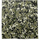 Green Black Cream Camouflage Muster drucken Duschvorhang (Vorderseite)