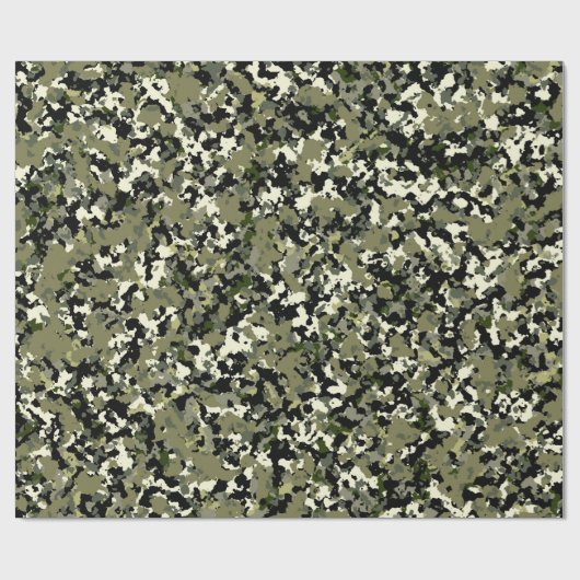 Green Black Cream Camouflage Muster drucken Geschenkpapier (Flach)