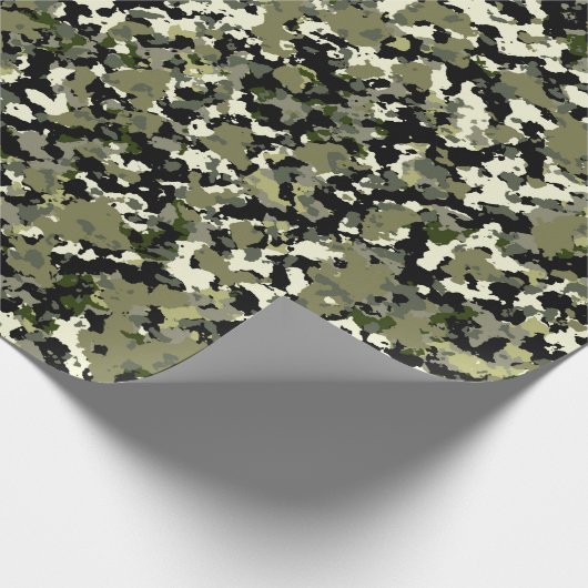 Green Black Cream Camouflage Muster drucken Geschenkpapier (Ecke)