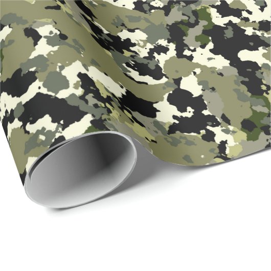 Green Black Cream Camouflage Muster drucken Geschenkpapier (Rolleneckpunkt)