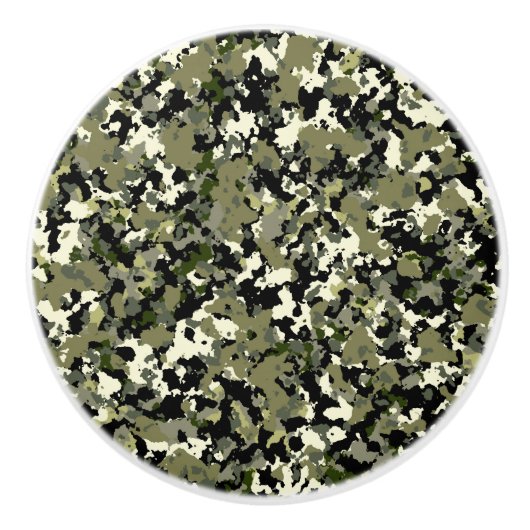 Green Black Cream Camouflage Muster drucken Keramikknauf (Vorderseite)