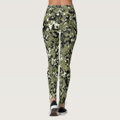 Green Black Cream Camouflage Muster drucken Leggings (Rückseite)
