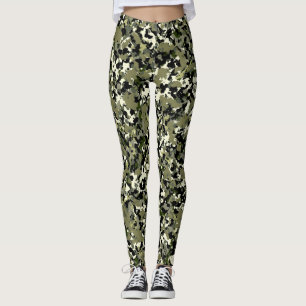 Green Black Cream Camouflage Muster drucken Leggings