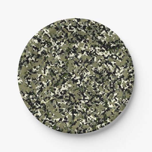 Green Black Cream Camouflage Muster drucken Pappteller (Vorderseite)