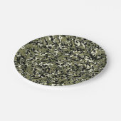 Green Black Cream Camouflage Muster drucken Pappteller (Schrägansicht)