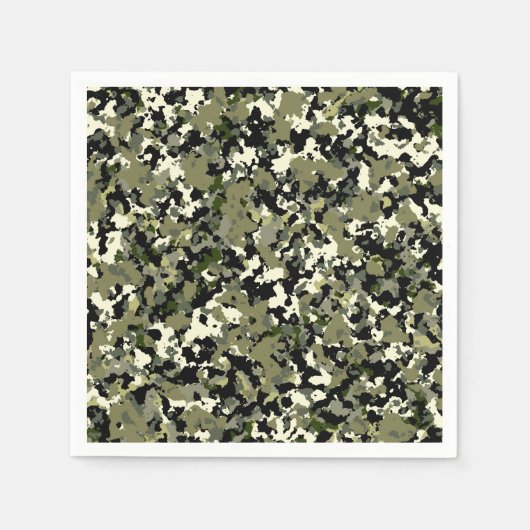 Green Black Cream Camouflage Muster drucken Serviette (Vorderseite)