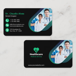 Green Black Creative Modern Medical Business Card Visitenkarte