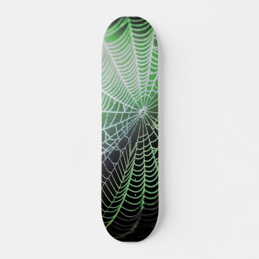 Green Black Creepy Spooky Spione Web Skateboard (Vorne)
