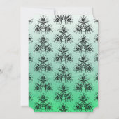 Green Black Damask Classy Wedding Einladungen (Rückseite)