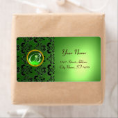 GREEN BLACK DAMASK MONOGRAM, Smaragd (Insitu)