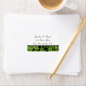 Green Black Damask Muster Adressaufkleber (Insitu)