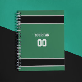 Green & Black Football Team Personalisiert Notizbuch