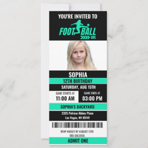 Green Black Football Ticket Geburtstag Foto Einladung