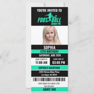 Green Black Football Ticket Geburtstag Foto Einladung