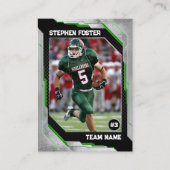 Green Black Football Trading Card Football Player Telefonnummerkarte (Vorderseite)