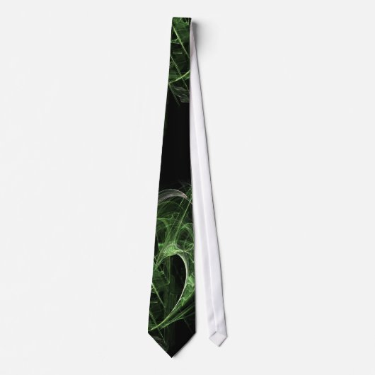 Green Black Fraktal Pattern Flame Krawatte (Vorderseite)