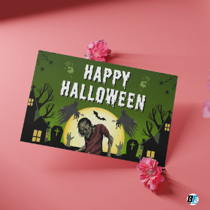 Green & Black Frohes Halloween Grusel  Postkarte