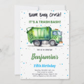 Green & Black Garbour Truck Einladung (Vorderseite)