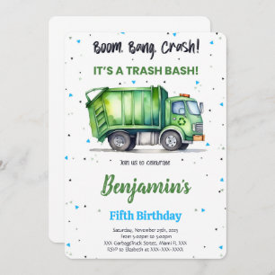 Green & Black Garbour Truck Einladung