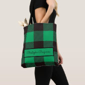 Green Black Gingham Buffalo Karierter Bauernhof Tasche (Von Nahem)